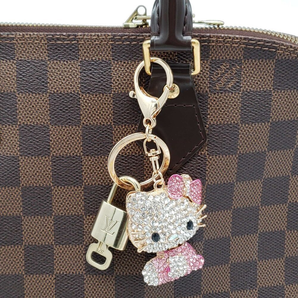 LV Gold Padlock Authentic 🔑 Luxury Bag Charm w/ Unbranded Hello Kitty Keychain